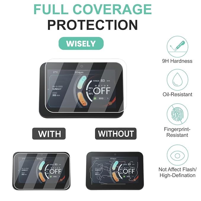 Screen Guard for Hero Vida V2 Pro, Plus, Lite (7-Inch) | HD Clear Full Cover Touch Display Digital Meter Protector