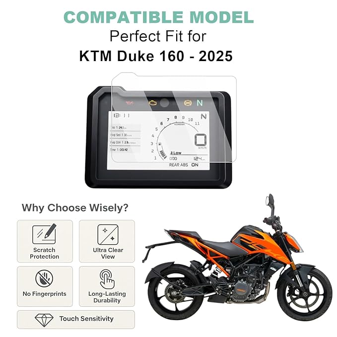 Screen Guard for NEW KTM 160 Duke 2025 | 5-Inch TFT Display Digital Meter Protector | Easy Installation Kit