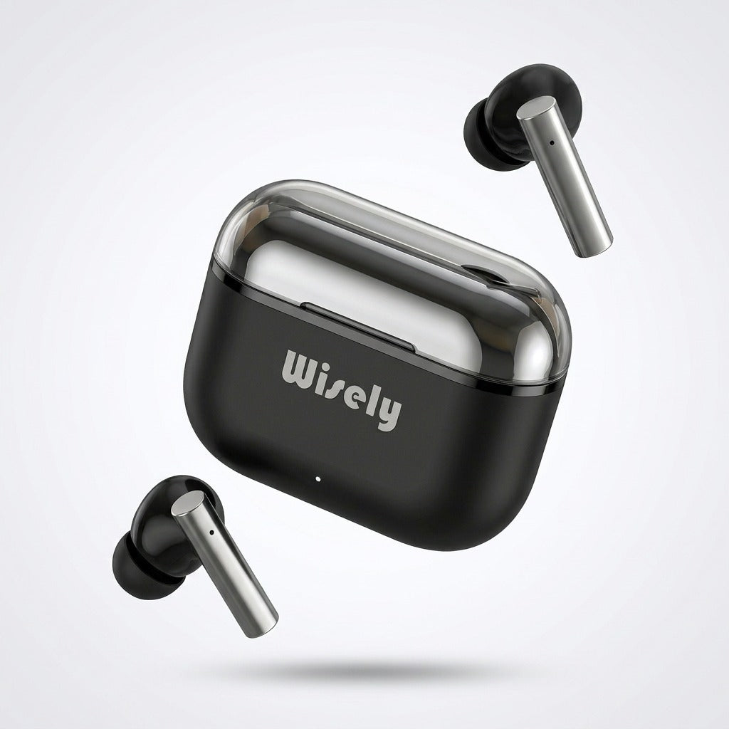 Wisely Buds Pro True Wireless Earbuds (Bluetooth V5.4) with 50 Hours Playtime & 2-mic Clear Calling ANC, IPX4 Waterproof, Deep Bass Stereo Ear Buds TWS Earphones