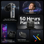 Wisely Buds Pro True Wireless Earbuds (Bluetooth V5.4) with 50 Hours Playtime & 2-mic Clear Calling ANC, IPX4 Waterproof, Deep Bass Stereo Ear Buds TWS Earphones