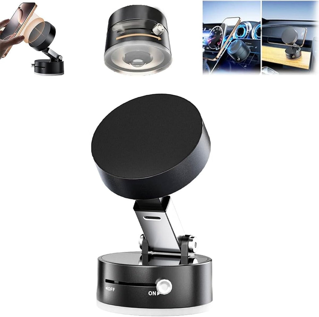 Portable Vacuum & Magnetic Suction-Cup Swivel Stand for Phone – 360° Rotating Car & Desk Mount