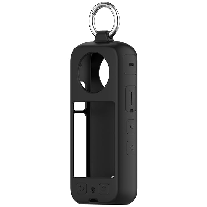 Cover with Ring Holder for Insta 360 X3 Silicone Case Anti-Scratch Silicone Skin Camera Cover for Insta 360 X3 Anti-Slip Snug-fit Silicone Housing - Black (Not Include Insta360 X3)