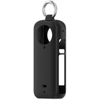 Cover with Ring Holder for Insta 360 X3 Silicone Case Anti-Scratch Silicone Skin Camera Cover for Insta 360 X3 Anti-Slip Snug-fit Silicone Housing - Black (Not Include Insta360 X3)