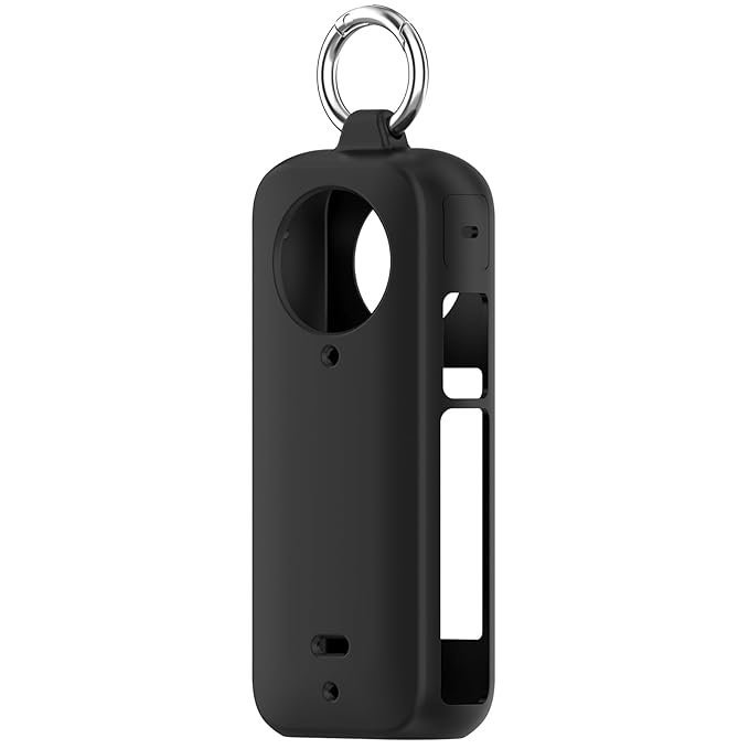 Cover with Ring Holder for Insta 360 X3 Silicone Case Anti-Scratch Silicone Skin Camera Cover for Insta 360 X3 Anti-Slip Snug-fit Silicone Housing - Black (Not Include Insta360 X3)