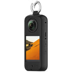 Cover with Ring Holder for Insta 360 X3 Silicone Case Anti-Scratch Silicone Skin Camera Cover for Insta 360 X3 Anti-Slip Snug-fit Silicone Housing - Black (Not Include Insta360 X3)