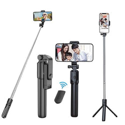 Selfie Sticks with Bluetooth Wireless Remote and Tripod Stand, 3-in-1 Multifunctional Extendable Selfie Stick Compatible with iPhone/Mi/OnePlus/Samsung/Oppo/Vivo and All Phones