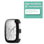 Wisely Shine Protective Slim Bumper Tempered Glass Case Cover for Amazfit Active 2 Square – Luxury Black, 360° Shockproof Protection