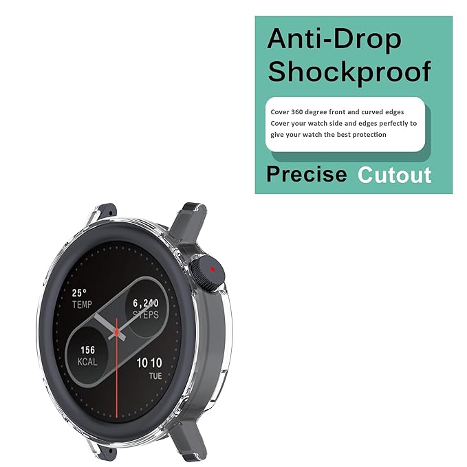 Wisely Protective Case Cover for Amazfit Active 2 44mm – Transparent Soft TPU Full Screen Protector