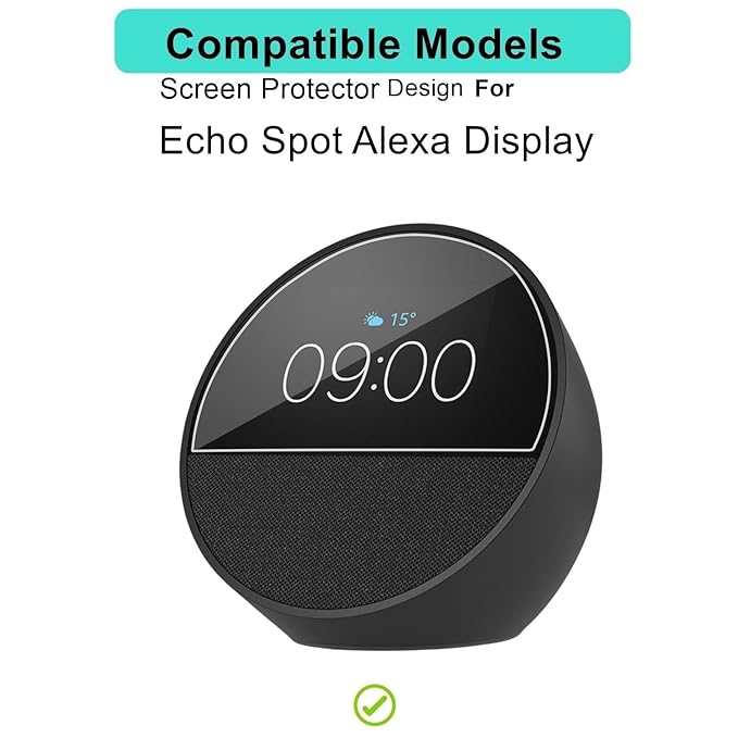 Premium Screen Guard Protector for Echo Spot Alexa Display Easy installation kit, HD Clear, Full Cover