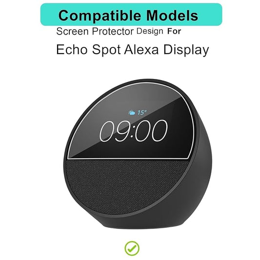 Premium Screen Guard Protector for Echo Spot Alexa Display Easy installation kit, HD Clear, Full Cover