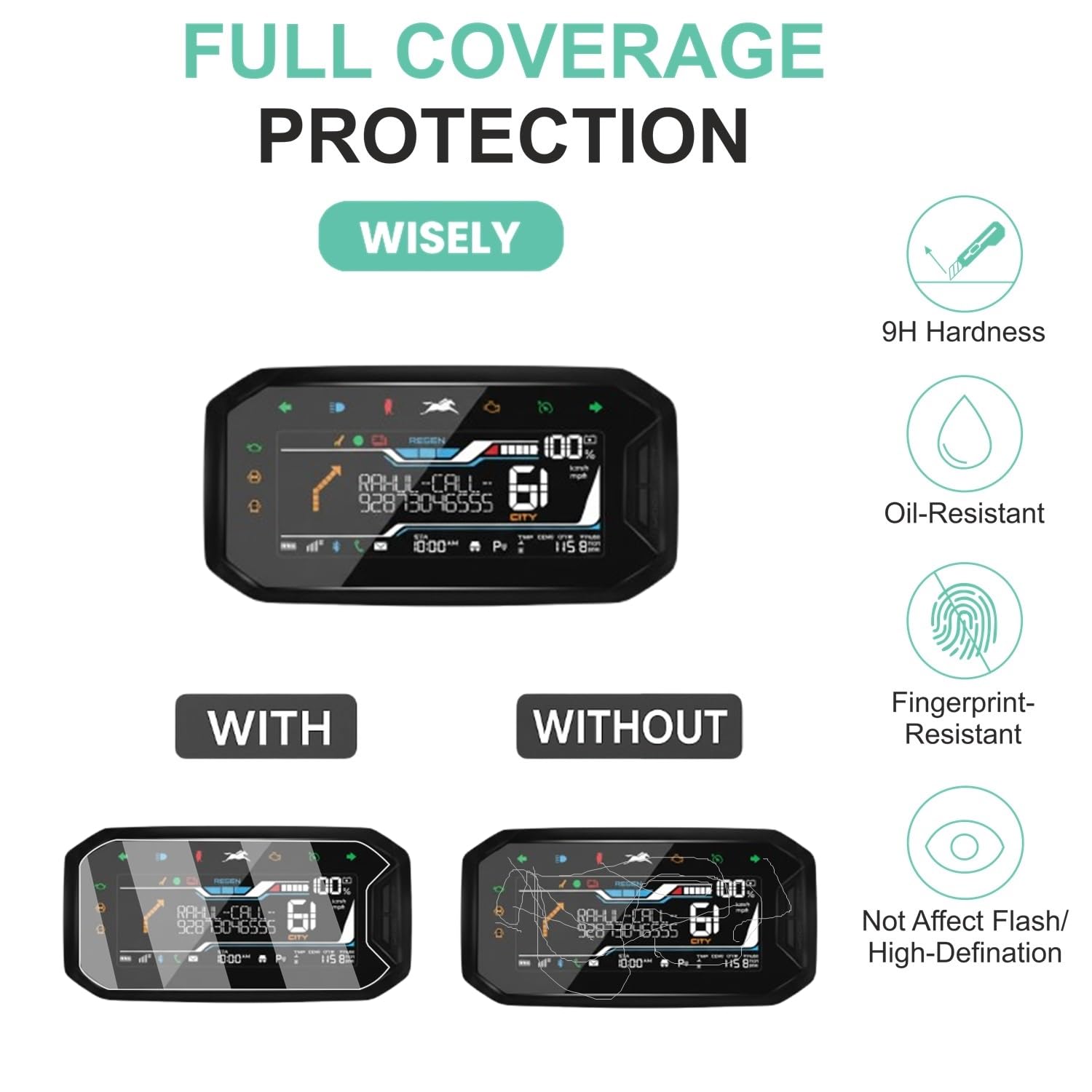 Wisely Screen Guard for New TVS Orbiter Electric Scooter (2025) - TFT Display Digital Meter Protector - HD Clear