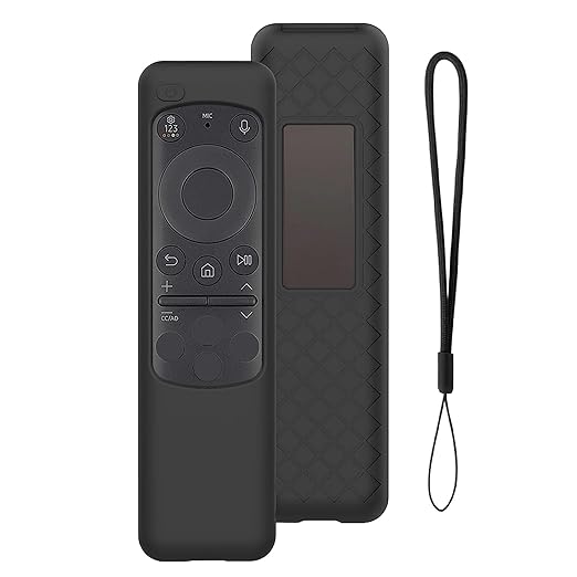 Silicone TV Remote Cover Case Compatible with Samsung Smart TV Remote 2023 BN59-01432G BN59-01432A BN59-01432J BN59-01432 Washable Case with Loop - Black [Remote NOT Included]