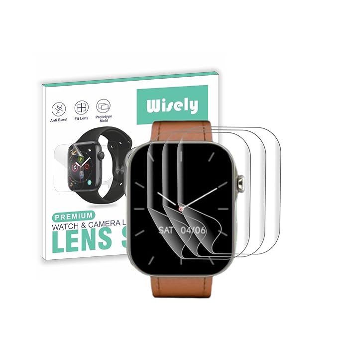 Wisely | 3pcs | Screen Guard Protector for Noise ColorFit Ultra 3 Smartwatch | 1.96" | HD Clear, Scratch Resistant, Full Coverage, Bubble Free