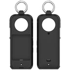 Cover with Ring Holder for Insta 360 X3 Silicone Case Anti-Scratch Silicone Skin Camera Cover for Insta 360 X3 Anti-Slip Snug-fit Silicone Housing - Black (Not Include Insta360 X3)