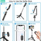 Selfie Sticks with Bluetooth Wireless Remote and Tripod Stand, 3-in-1 Multifunctional Extendable Selfie Stick Compatible with iPhone/Mi/OnePlus/Samsung/Oppo/Vivo and All Phones