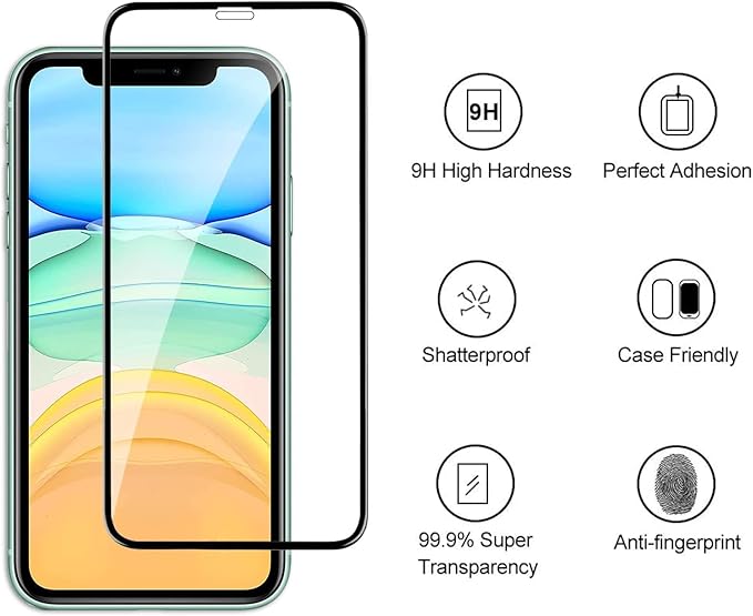 Super-HD Curved Tempered Glass Screen Protector for Apple iPhone 11 / iPhone XR (6.1") | Edge-to-Edge Full Cover | 9H Hardness | Scratch Resistant