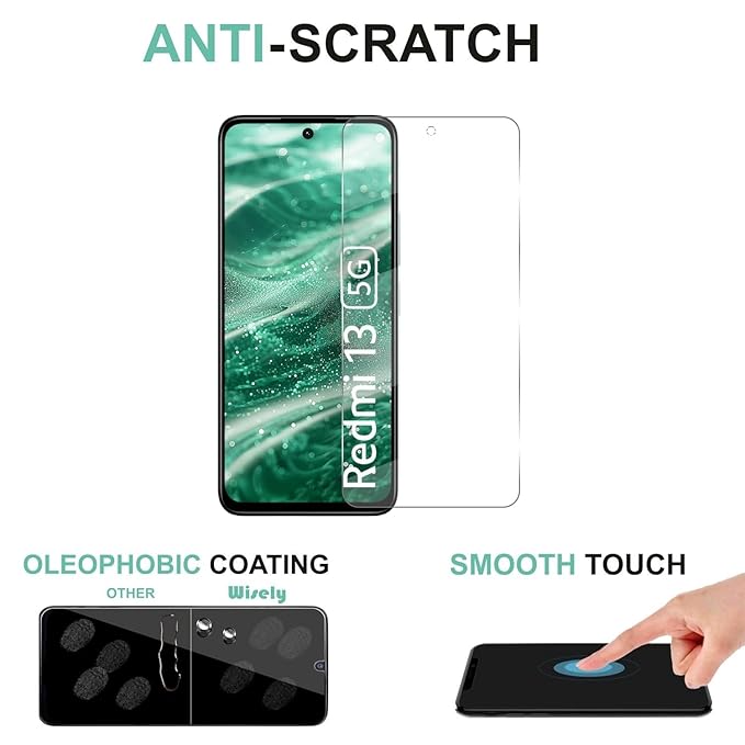 3-in-1 Camera Lens Nano Glass & Anti-Scratch Front/Back Guard for Redmi 13 5G