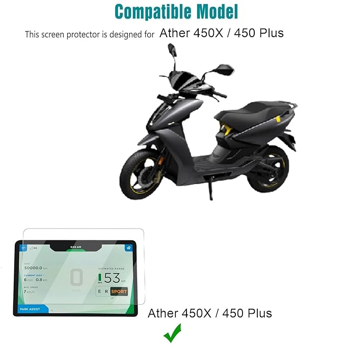 Wisely Screen Guard Protector for Ather 450x / 450 Plus EV Scooter 7-Inch Display – 9H Hardness, HD Clear, Full Edge-to-Edge Cover, Easy Install Kit
