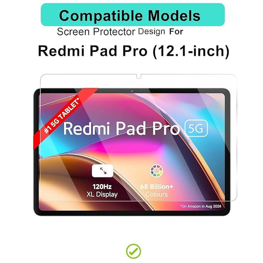 Premium Screen Protector for Redmi Pad Pro |12.1-inch| Anti-Scratch Tablet Glass Guard, 9H Ultimate Protection, Bubble-Free, Easy installation kit - HD Clear