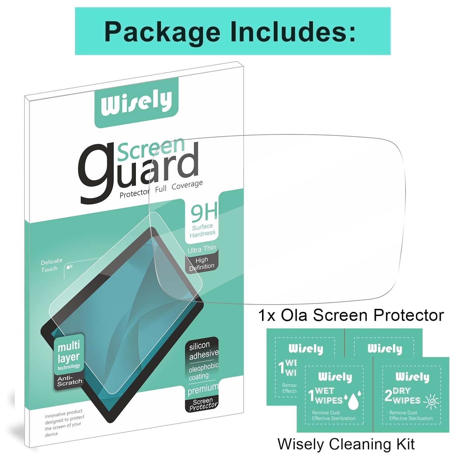 Wisely Tempered Glass Screen Guard for Ola S1, Ola S1 Pro & Ola S1 Air EV Scooter (7-Inch) – HD Clear, Full Coverage, Easy Installation Kit