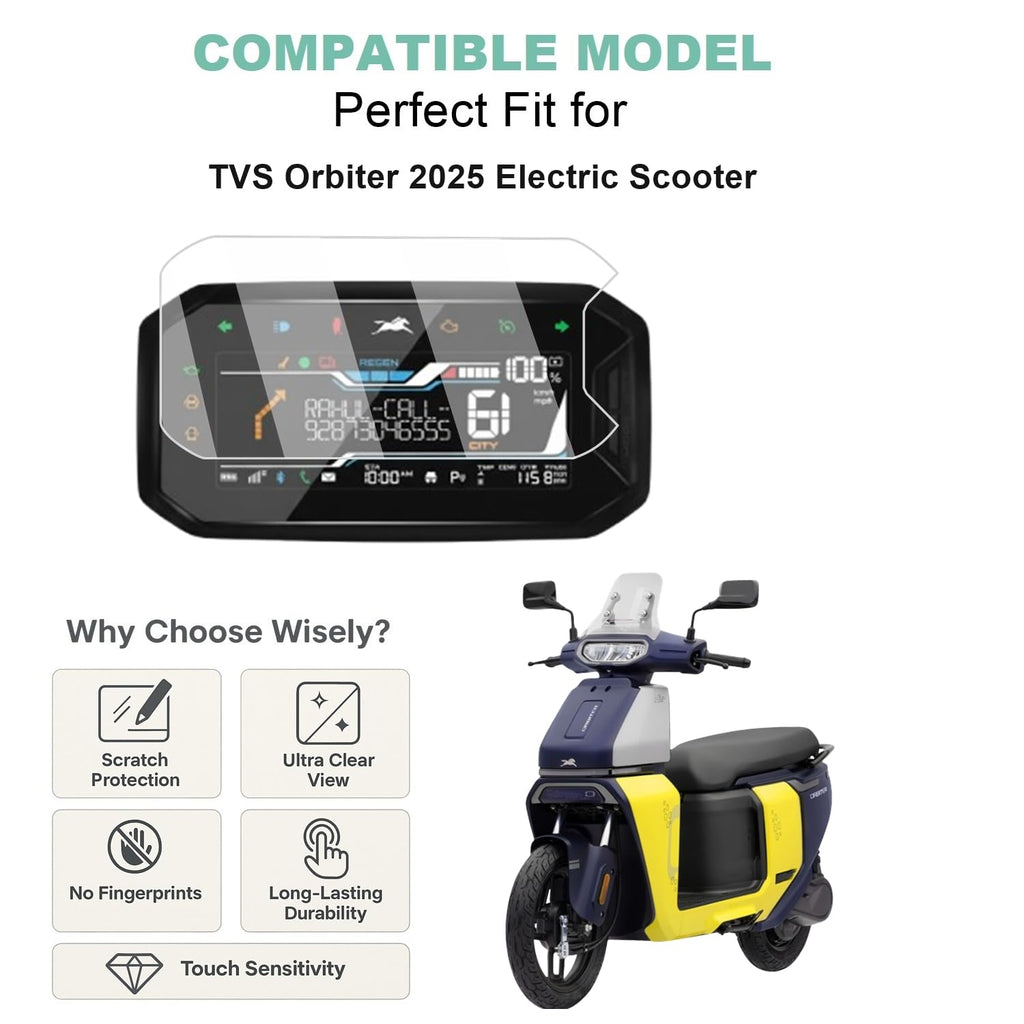Wisely Screen Guard for New TVS Orbiter Electric Scooter (2025) - TFT Display Digital Meter Protector - HD Clear