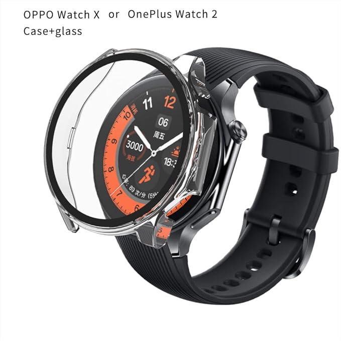 Wisely Electroplate Shine Slim Bumper Tempered Glass Case Cover for OnePlus Watch 2 – Transparent, Shockproof, Scratch-Resistant, Full Protection