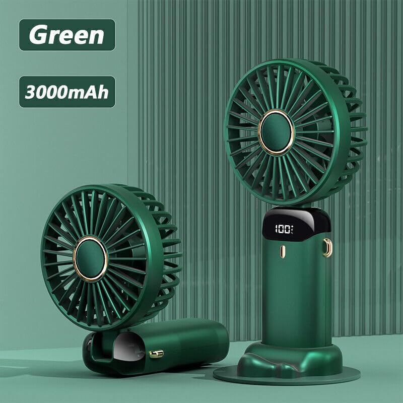 Wisely Multifunctional Handheld Fan with Digital Display – Rechargeable USB Mini Fan | 5-Speed, Silent, Foldable, Portable Cooling Fan for Travel, Office & Home
