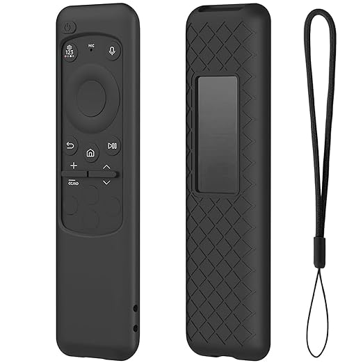 Silicone TV Remote Cover Case Compatible with Samsung Smart TV Remote 2023 BN59-01432G BN59-01432A BN59-01432J BN59-01432 Washable Case with Loop - Black [Remote NOT Included]