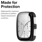 Wisely Shine Protective Slim Bumper Tempered Glass Case Cover for Amazfit Active 2 Square – Luxury Black, 360° Shockproof Protection