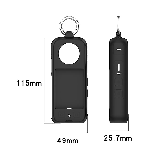 Cover with Ring Holder for Insta 360 X3 Silicone Case Anti-Scratch Silicone Skin Camera Cover for Insta 360 X3 Anti-Slip Snug-fit Silicone Housing - Black (Not Include Insta360 X3)