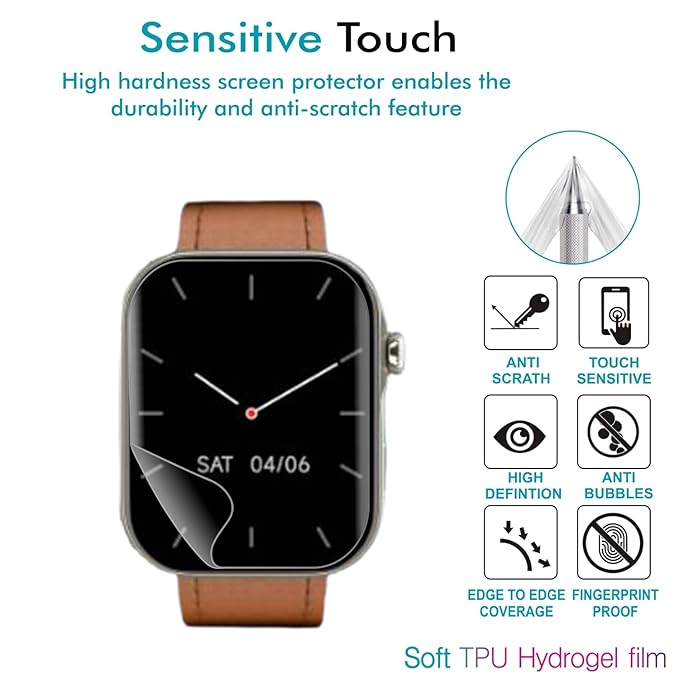 Wisely | 3pcs | Screen Guard Protector for Noise ColorFit Ultra 3 Smartwatch | 1.96" | HD Clear, Scratch Resistant, Full Coverage, Bubble Free