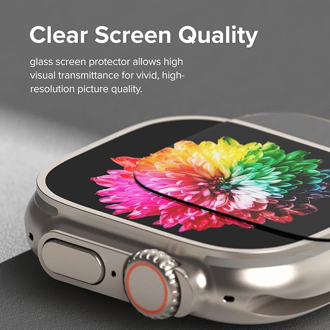 Tempered Glass for Apple Watch Ultra / Ultra 2 (49mm) | Full Cover Edge-to-Edge Screen Protector | 9H Hardness | Pack of 2