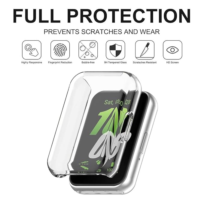 Wisely Soft TPU Protective Case with HD Screen Protector for Samsung Galaxy Fit 3 – Full-Edge Shockproof Cover (Transparent)