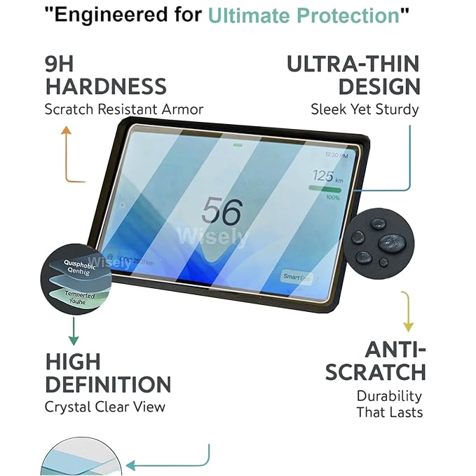 Wisely Premium Screen Guard for Ather Rizta EV Scooter – 7-Inch Digital Meter Touch Display Protector, Anti-Scratch, 9H Hardness, HD Clear Full Coverage