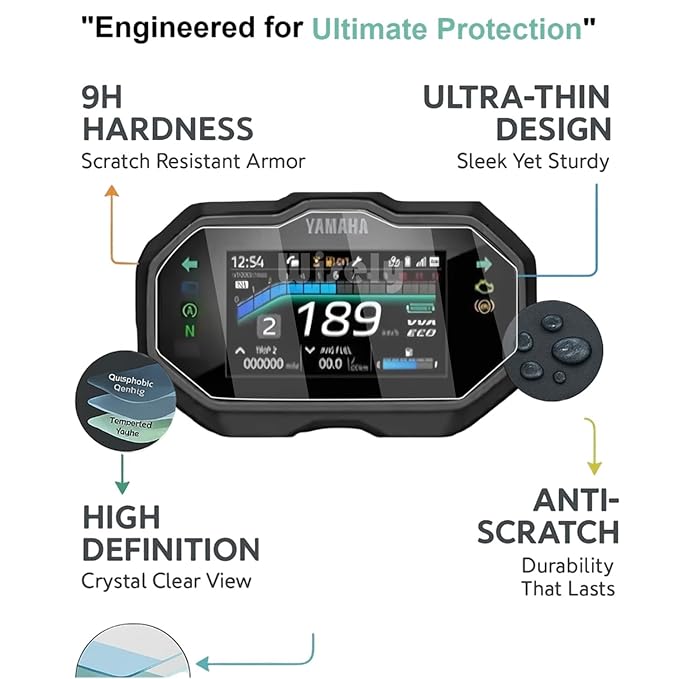 Screen Guard for Yamaha FZ-S Fi Hybrid 2025 TFT Digital Meter – 9H HD Clear, Full Edge-to-Edge Cover