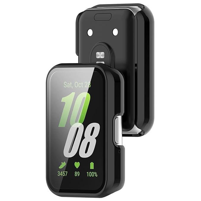 Wisely Electroplate Shine Slim Bumper Tempered Glass Protective Case for Samsung Galaxy Fit 3 – Luxury Black, Shockproof, 360° Full Cover