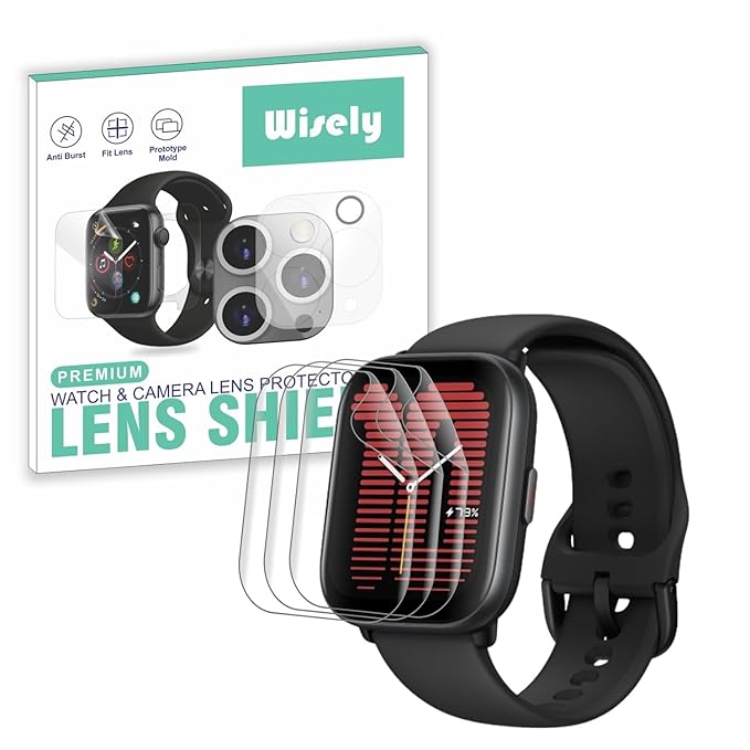Wisely | 3pcs | Screen Guard Protector for Amazfit Active Smartwatch 1.75" | HD Clear, Edge-to-Edge, Bubble-Free Installation