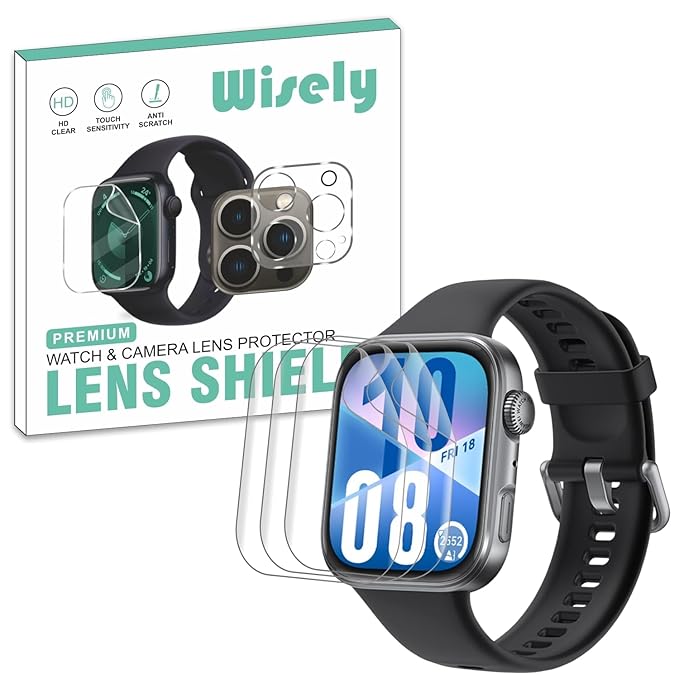 Wisely Pack of 3 Screen Guard Protectors for Huawei Watch Fit 4 (1.82") – HD Clear, Anti-Shock, Scratch Resistant, Full Edge Coverage