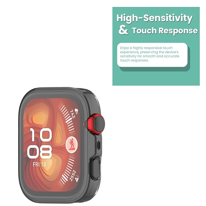 Protective Case Cover Compatible with Huawei Watch Fit 4 Smartwatch | Soft TPU, HD Clear, Full Screen Protection