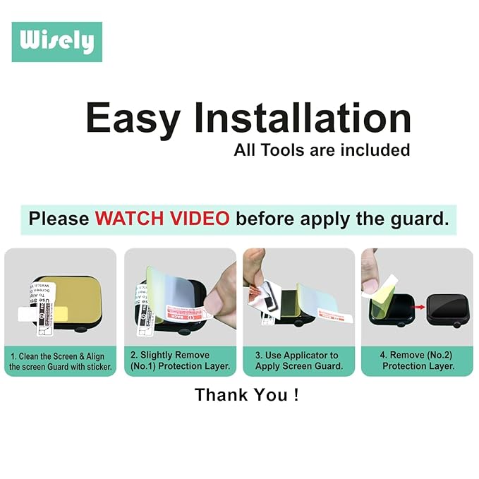 Wisely 3pcs Screen Guard Protector for Fire Boltt Rise Smartwatch 1.85" – HD Full Cover