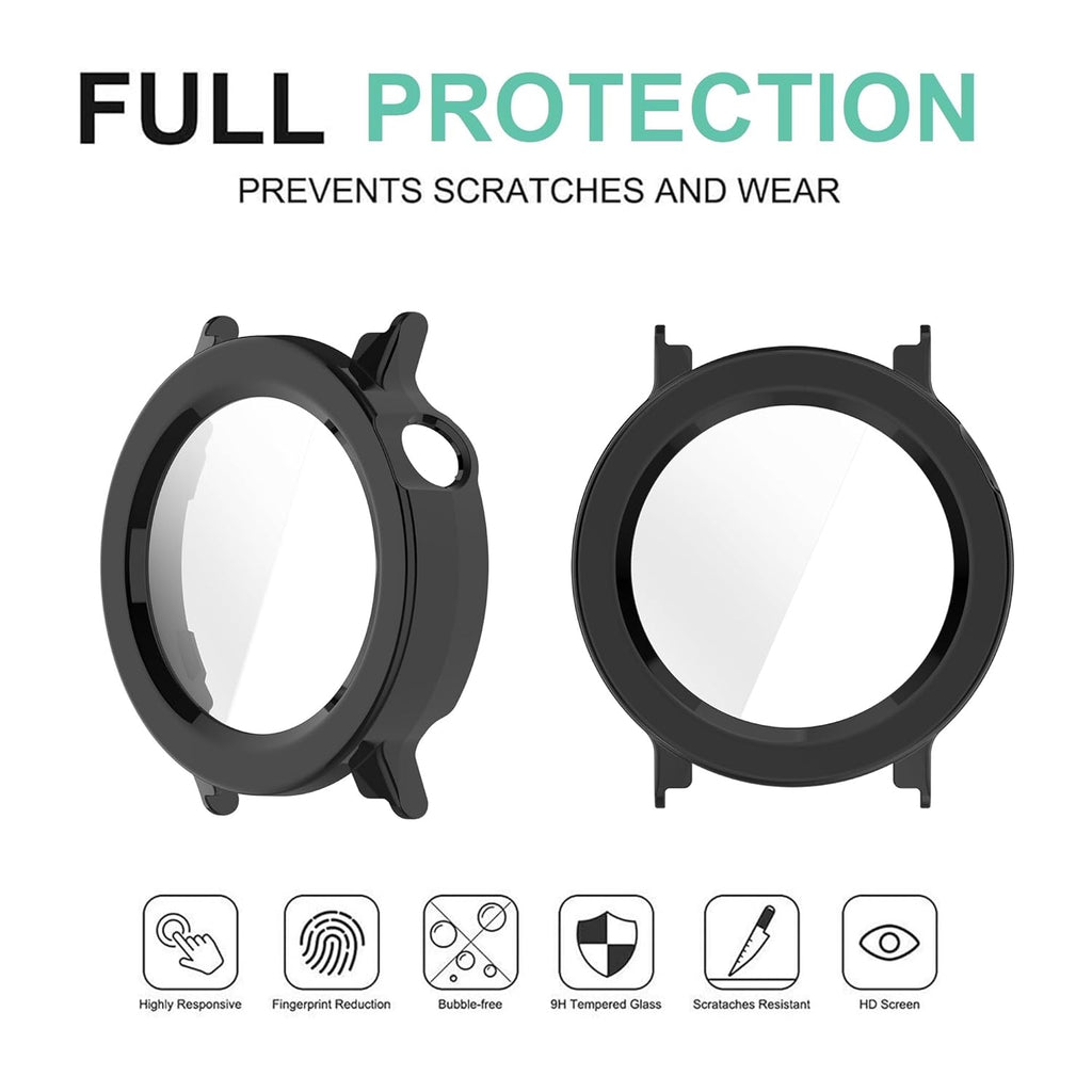Wisely Protective Slim Bumper Tempered Glass Case Cover for CMF by Nothing Watch 3 Pro - Luxury Black
