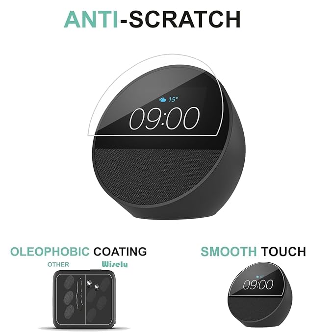 Premium Screen Guard Protector for Echo Spot Alexa Display Easy installation kit, HD Clear, Full Cover