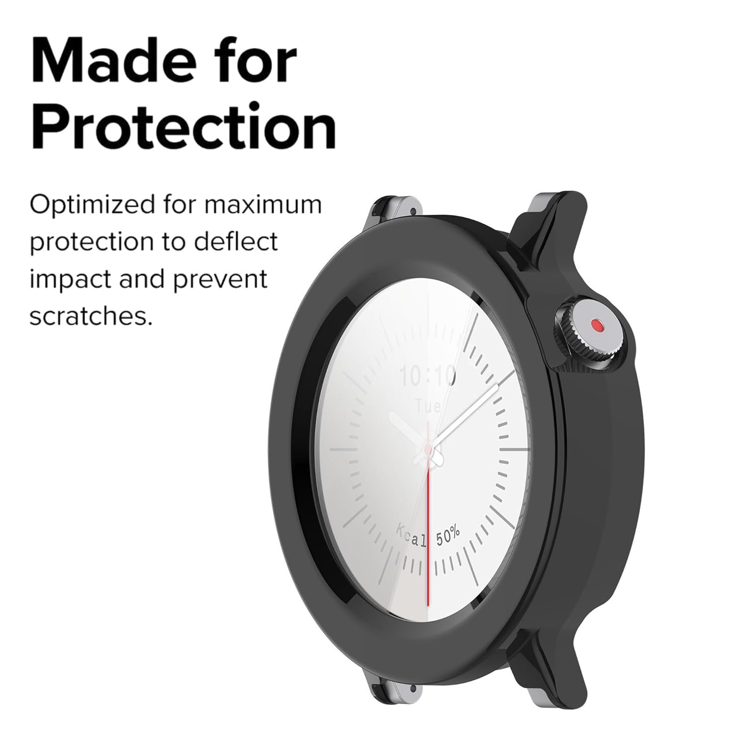 Wisely Protective Slim Bumper Tempered Glass Case Cover for CMF by Nothing Watch 3 Pro - Luxury Black