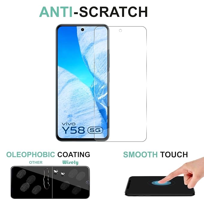 3-in-1 Camera Lens Nano Glass & Anti-Scratch Front/Back Guard for Vivo Y58 5G