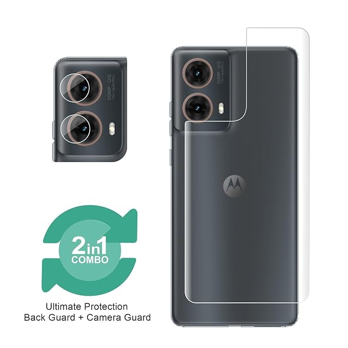 2in1 Camera Lens Nano Glass + Anti-Scratch TPU Back Guard Screen Protector for Motorola Moto G85 5G | Back + Camera Guard Combo