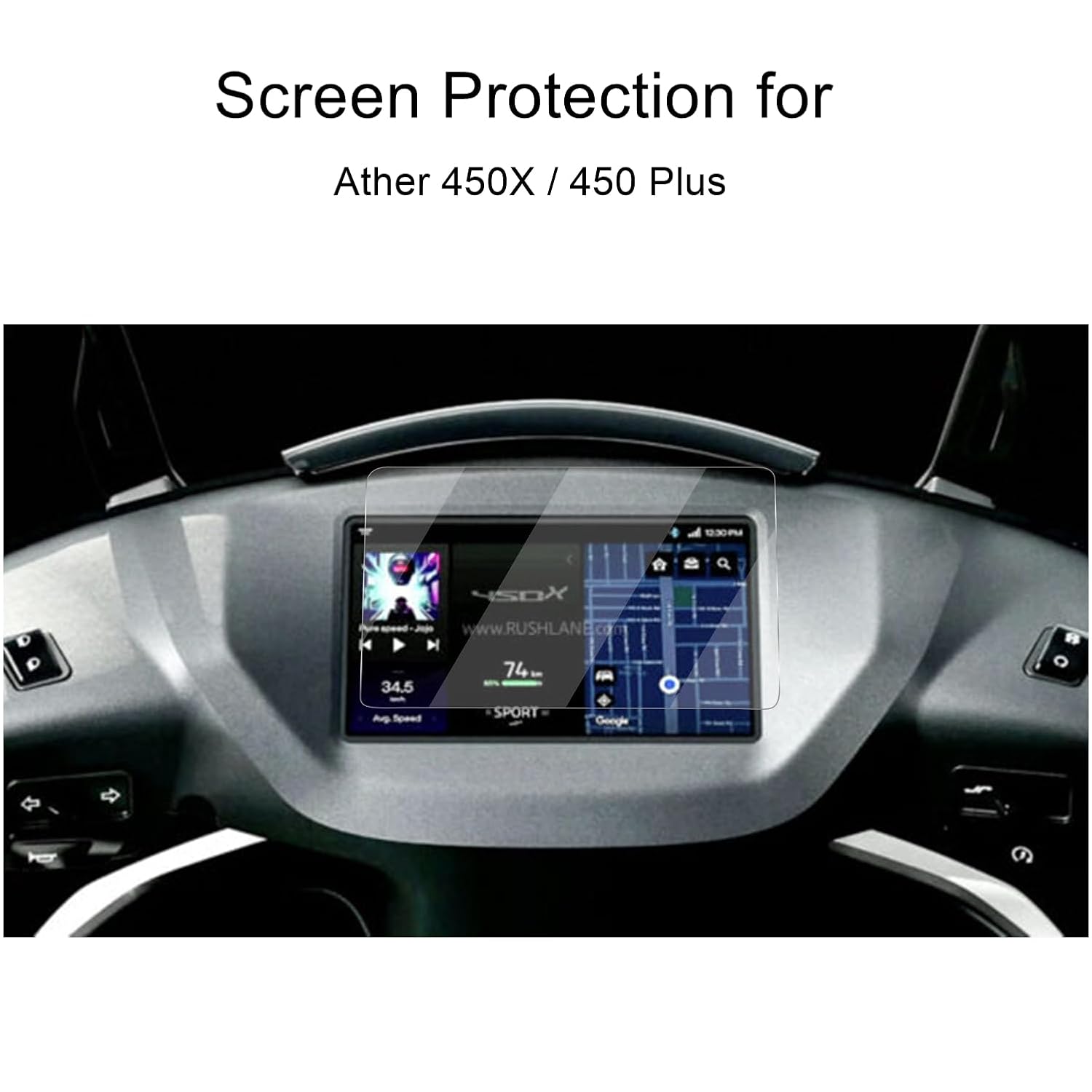 Wisely Screen Guard Protector for Ather 450x / 450 Plus EV Scooter 7-Inch Display – 9H Hardness, HD Clear, Full Edge-to-Edge Cover, Easy Install Kit