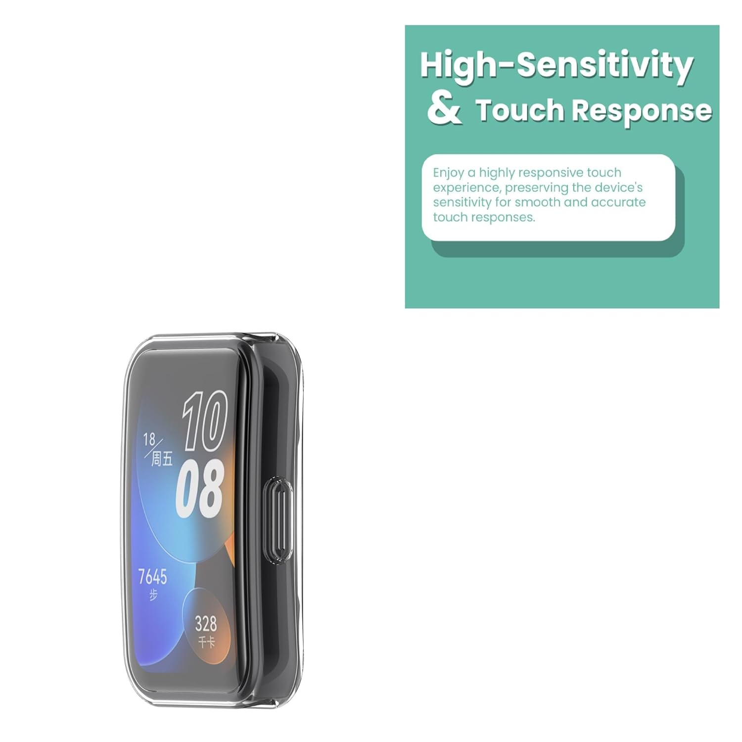 Wisely Protective Case Cover for Huawei Band 10/9/8 Smartwatch – Soft TPU, Full Screen Protector, Anti-Scratch, Shock-Absorbing, Transparent Slim Fit