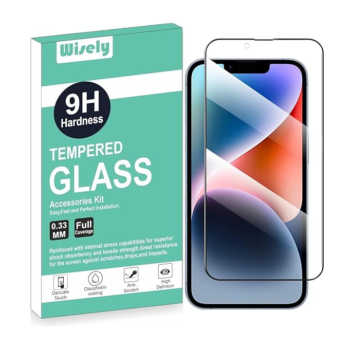 Tempered Glass for Apple iPhone 13/13 Pro & iPhone 14/14 Pro (6.1-Inch) | 9H Hardness | HD Clear | Scratch Resistant | Easy Installation Kit