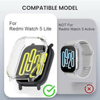 Wisely Protective Case Cover for Redmi Watch 5 Lite – Transparent Soft TPU, HD Clear Full Screen Protector, Anti-Scratch, Shock Absorbent