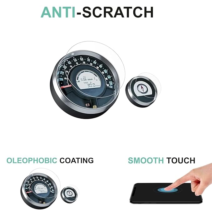 Screen Guard Nano Tempered Glass Compatible for Royal Enfield Meteor 350 / Scram 411 / Hunter 350 Speedometer Protector, Easy installation kit, HD Clear, Full Cover